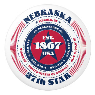 Nebraska US Staat Red White Blue Typografie Keramikknauf