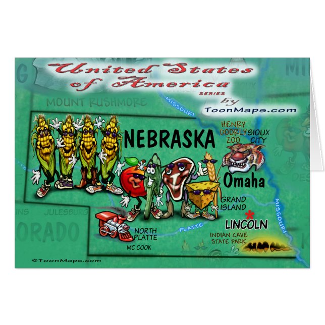 Nebraska USA Card (Vorderseite (Horizontal))