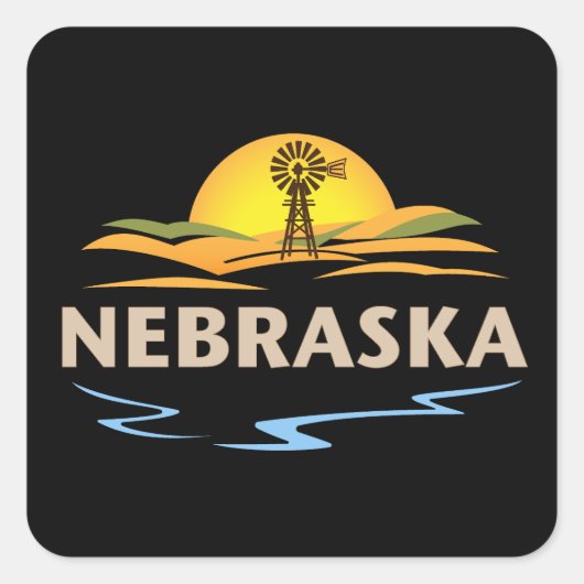 Nebraska USA Quadratischer Aufkleber (Vorderseite)