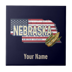 Nebraska Vereinigte Staaten Retro-Staatskarte Vint Fliese