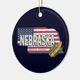 Nebraska Vereinigte Staaten Retro-Staatskarte Vint Keramik Ornament