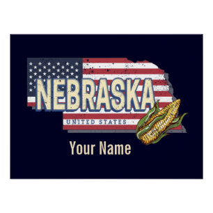 Nebraska Vereinigte Staaten Retro-Staatskarte Vint Poster