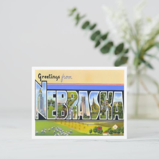 Nebraska Vintag Big Letters Postcard Postkarte (Stehend Vorderseite)
