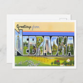 Nebraska Vintag Big Letters Postcard Postkarte (Vorne/Hinten)
