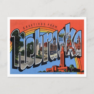 Nebraska Vintag Big Letters Postcard Postkarte