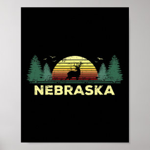Nebraska Vintag Hirschjagd Sunset Souvenir Poster