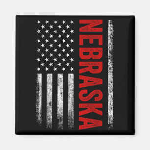 Nebraska Vintag US American Flag Retro for Men Wo Magnet