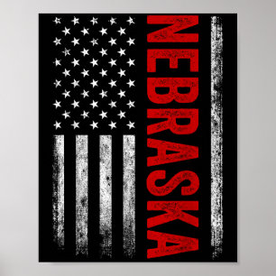 Nebraska Vintag US American Flag Retro for Men Wo Poster