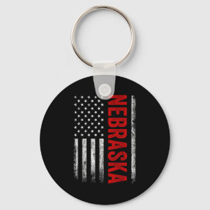 Nebraska Vintag US American Flag Retro for Men Wo Schlüsselanhänger