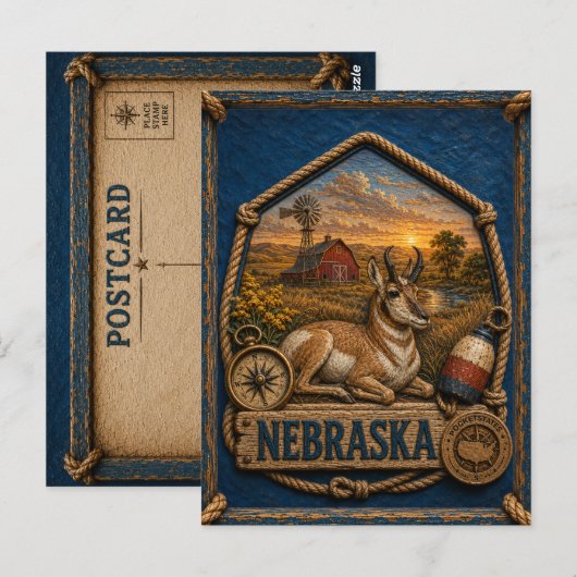 Nebraska Vintage Reise Postkarte (Vorne/Hinten)