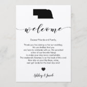 Nebraska Wedding Welcome Letter & Itinerary Card Programm (Vorderseite)