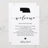 Nebraska Wedding Welcome Letter & Itinerary Card Programm (Vorne/Hinten)