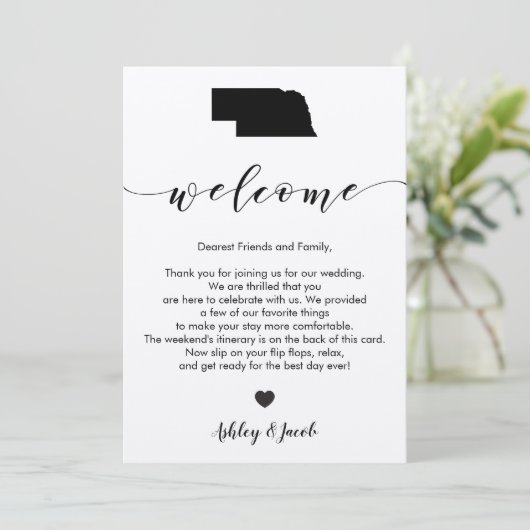 Nebraska Wedding Welcome Letter & Itinerary Card Programm (Stehend Vorderseite)
