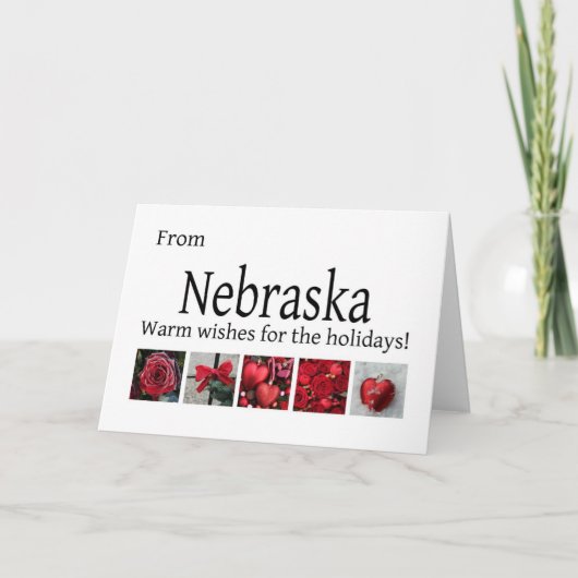 Nebraska Weihnachtskarte mit Ornamenten Feiertagskarte (Vorderseite)