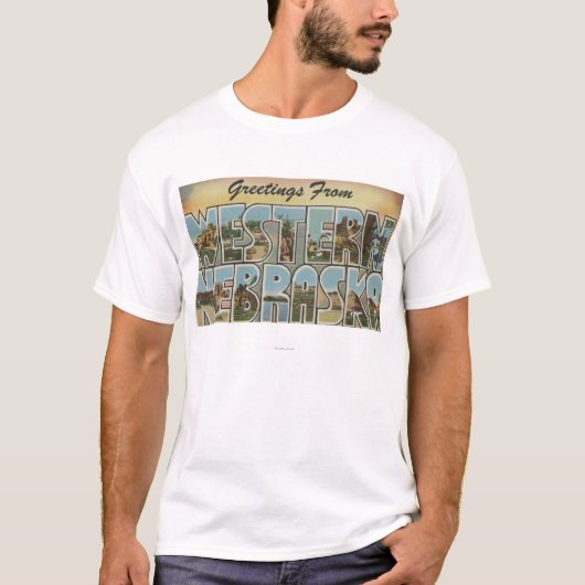 Nebraska (Western) - große Buchstabe-Szenen T-Shirt (Vorderseite)