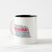 Nebraska-Wort-Wolke Zweifarbige Tasse (Vorderseite Links)