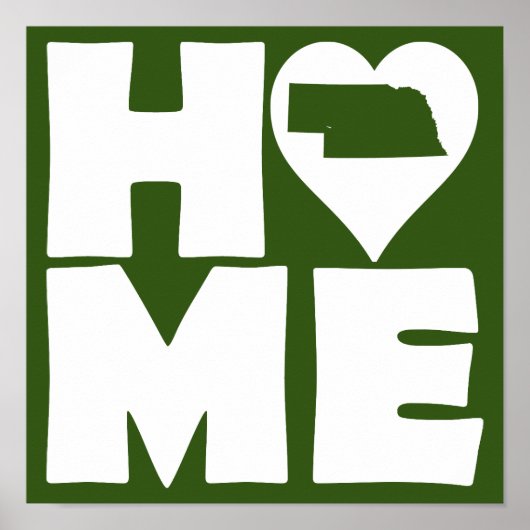 Nebraska Zuhause Heart Staaten Poster Sign (Vorne)