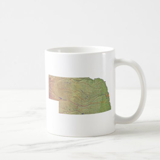 Nebraskan Flag + Map-Tasse Kaffeetasse (Rechts)