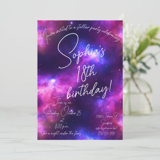 Nebula Birthday Einladung (Stehend Vorderseite)