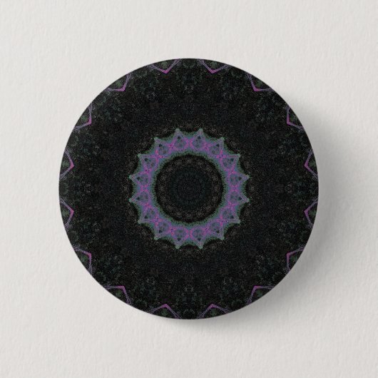 Nebula Black Abstrakt Mandala Button (Vorderseite)