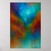 Nebula Cascade - Cyan and Crimson Abstract Drip Poster (Vorne)