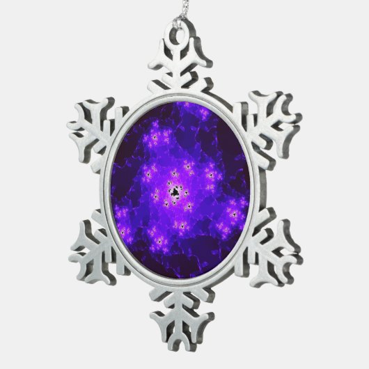 Nebula Fraktal Schneeflocken Schneeflocken Zinn-Ornament (Rechts)