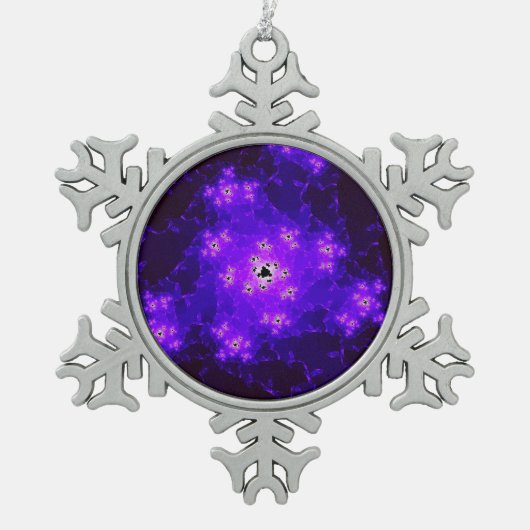 Nebula Fraktal Schneeflocken Schneeflocken Zinn-Ornament (Vorderseite)