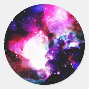 Nebula Galaxy Pink Lila Blue Runder Aufkleber