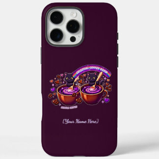 Nebula Himmlischer Kaffee Katzen Süß Lila iPhone 16 Pro Max Hülle