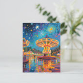 Nebula Night Carousel - Van Gogh Inspired Art Postkarte (Stehend Vorderseite)