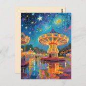 Nebula Night Carousel - Van Gogh Inspired Art Postkarte (Vorne/Hinten)