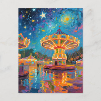 Nebula Night Carousel - Van Gogh Inspired Art Postkarte