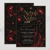 Nebula Nights 21. Geburtstagsfeier Einladung (Vorne/Hinten)