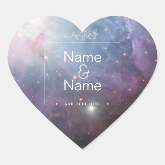 Nebula Orion Astronomie rosa violette Sterne Herz-Aufkleber (Vorderseite)