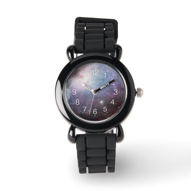Nebula Orion Astronomisch blau-braune beige Sterne Armbanduhr (Vorderseite)