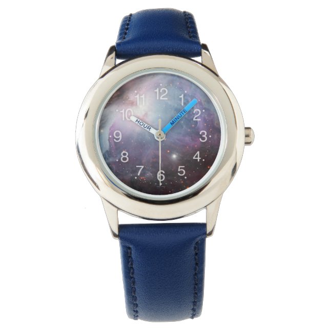 Nebula Orion Astronomisch blau-braune beige Sterne Armbanduhr (Vorderseite)