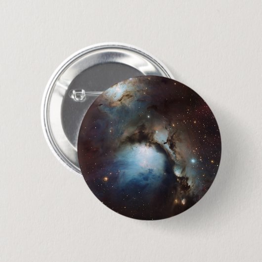 Nebula Orion Astronomisch blau-braune beige Sterne Button (Vorne & Hinten)