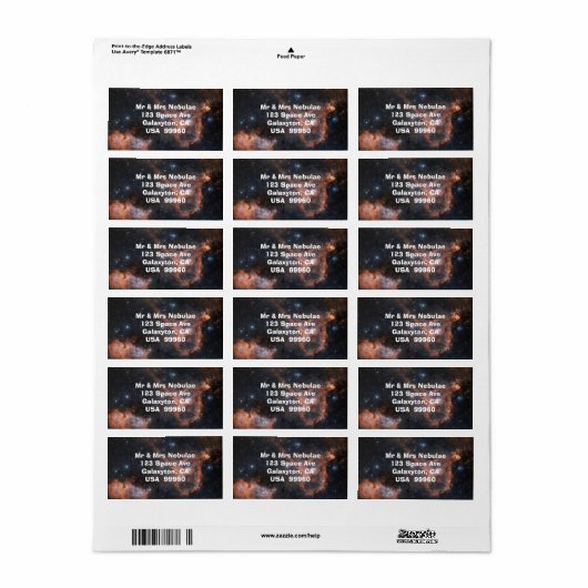 Nebula Outer Space Astronomie Labels Adressaufkleber (Vorne)