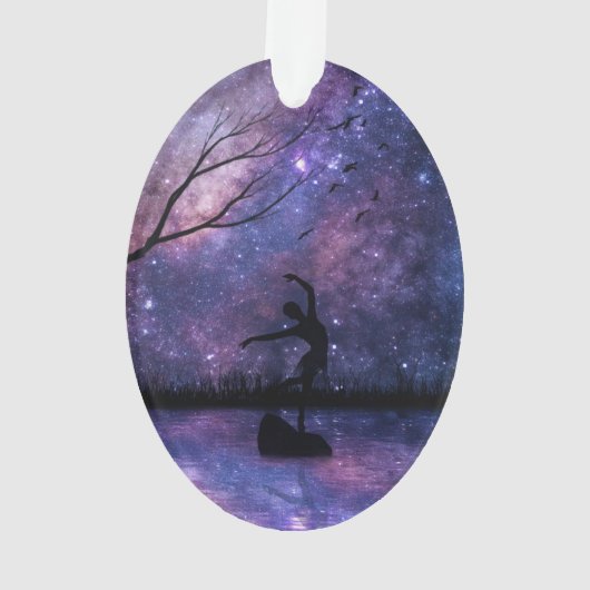 Nebula Sky Dancer Silhouette - Lila & rosa Ornament (Rückseite)
