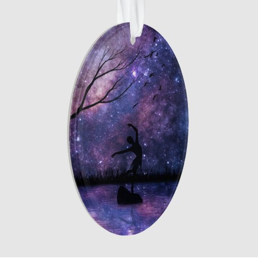 Nebula Sky Dancer Silhouette - Lila & rosa Ornament (Vorderseite)