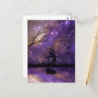 Nebula Sky Dancer Silhouette - Lila & Sepia Postkarte