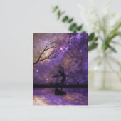 Nebula Sky Dancer Silhouette - Lila & Sepia Postkarte (Stehend Vorderseite)