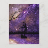 Nebula Sky Dancer Silhouette - Lila & Sepia Postkarte (Vorderseite)