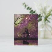 Nebula Sky Dancer Silhouette - Rosa & Gelb Postkarte (Stehend Vorderseite)