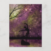Nebula Sky Dancer Silhouette - Rosa & Gelb Postkarte (Vorderseite)