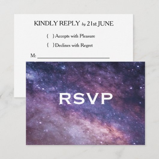 Nebula Space Cosmos Wedding RSVP Karte (Vorne/Hinten)