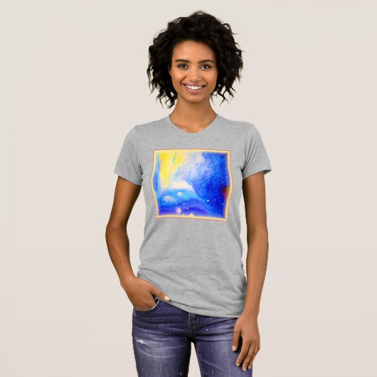 Nebula Sterne Blau, Gelb und Milchweiß. Jetzt kauf T-Shirt (Vorne ganz)