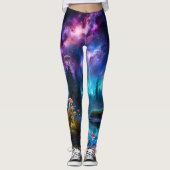 Nebula und biolumineszente Alien Pilze Leggings (Vorderseite)