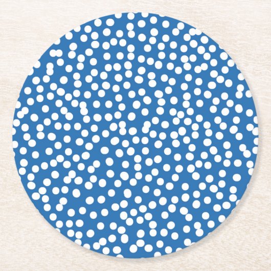 Nebulas Blau mit weißem Schnee-Punkte-Papier Unter Runder Pappuntersetzer (Vorderseite)