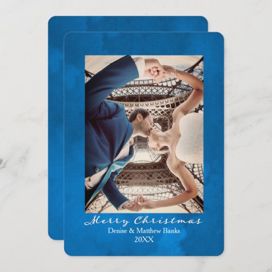 Nebulas Blue Elegante Weihnachtskarte Einladung (Vorne/Hinten)